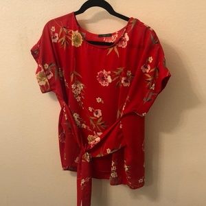 Red Tie-Waist Blouse